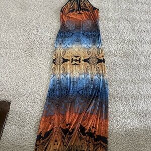 VENUS Orange and Blue Halter Sundress Resort Wear